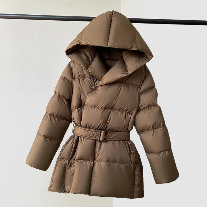Mune | Women's Padded Puffer Jacket with Hood and Waist Belt