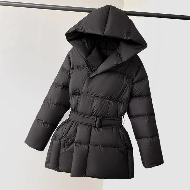 Mune | Women's Padded Puffer Jacket with Hood and Waist Belt