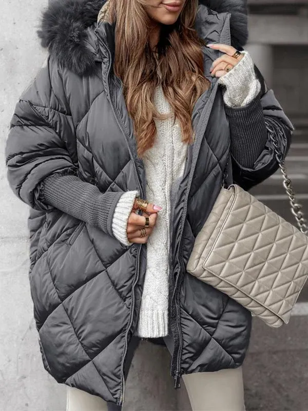 Mune | Women's Winter Jacket with Long Sleeves and Fur Collar
