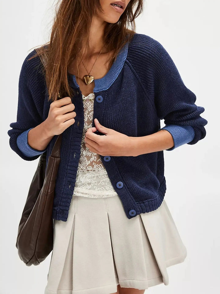 Mune | Women's Cropped Cardigan with Buttons and Long Sleeves
