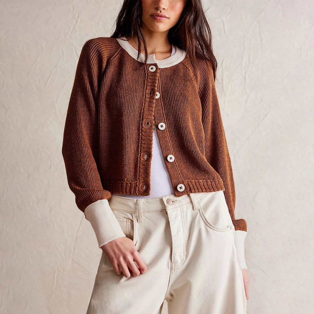 Mune | Women's Cropped Cardigan with Buttons and Long Sleeves
