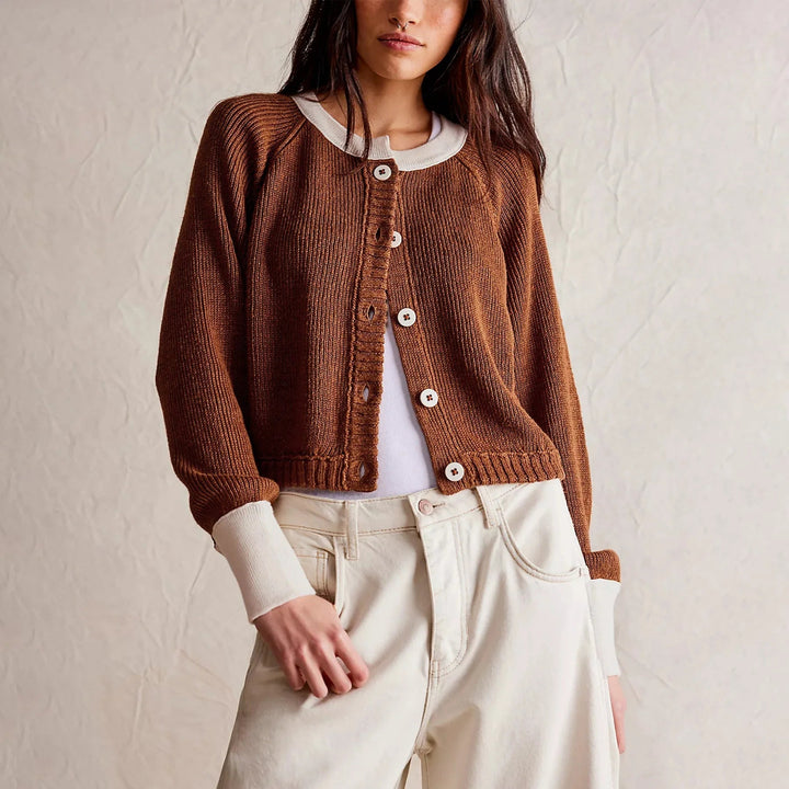Mune | Women's Cropped Cardigan with Buttons and Long Sleeves