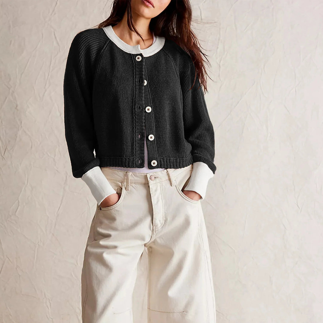 Mune | Women's Cropped Cardigan with Buttons and Long Sleeves