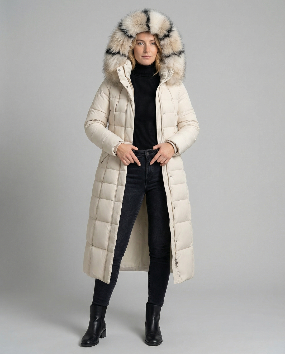 Padded women's down coat