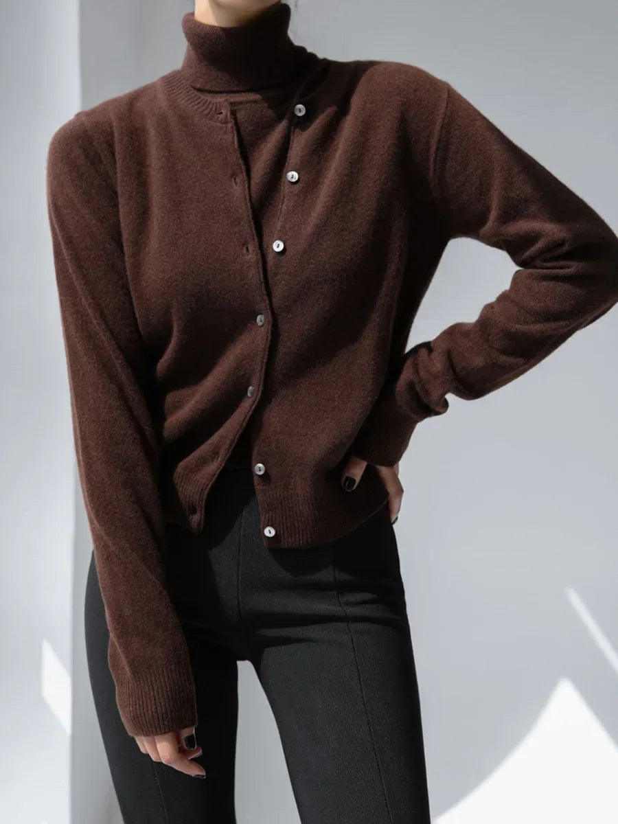 Mune | Women's Knit Cardigan and Turtleneck Sweater Set