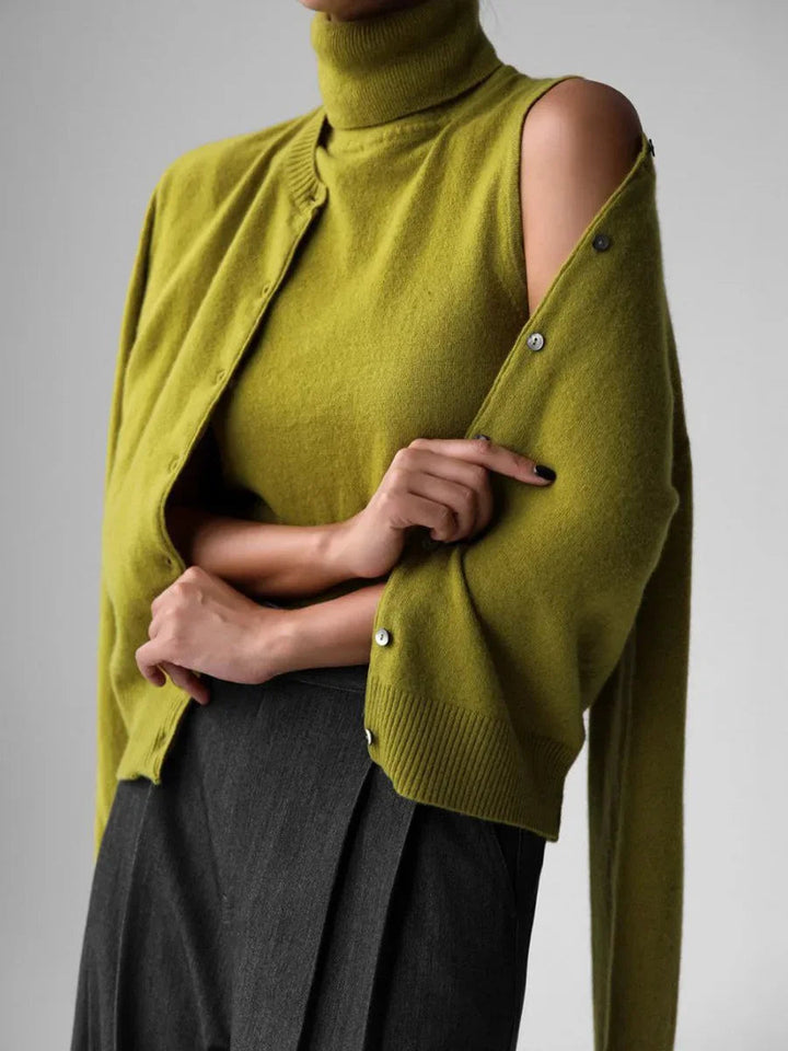 Mune | Women's Knit Cardigan and Turtleneck Sweater Set