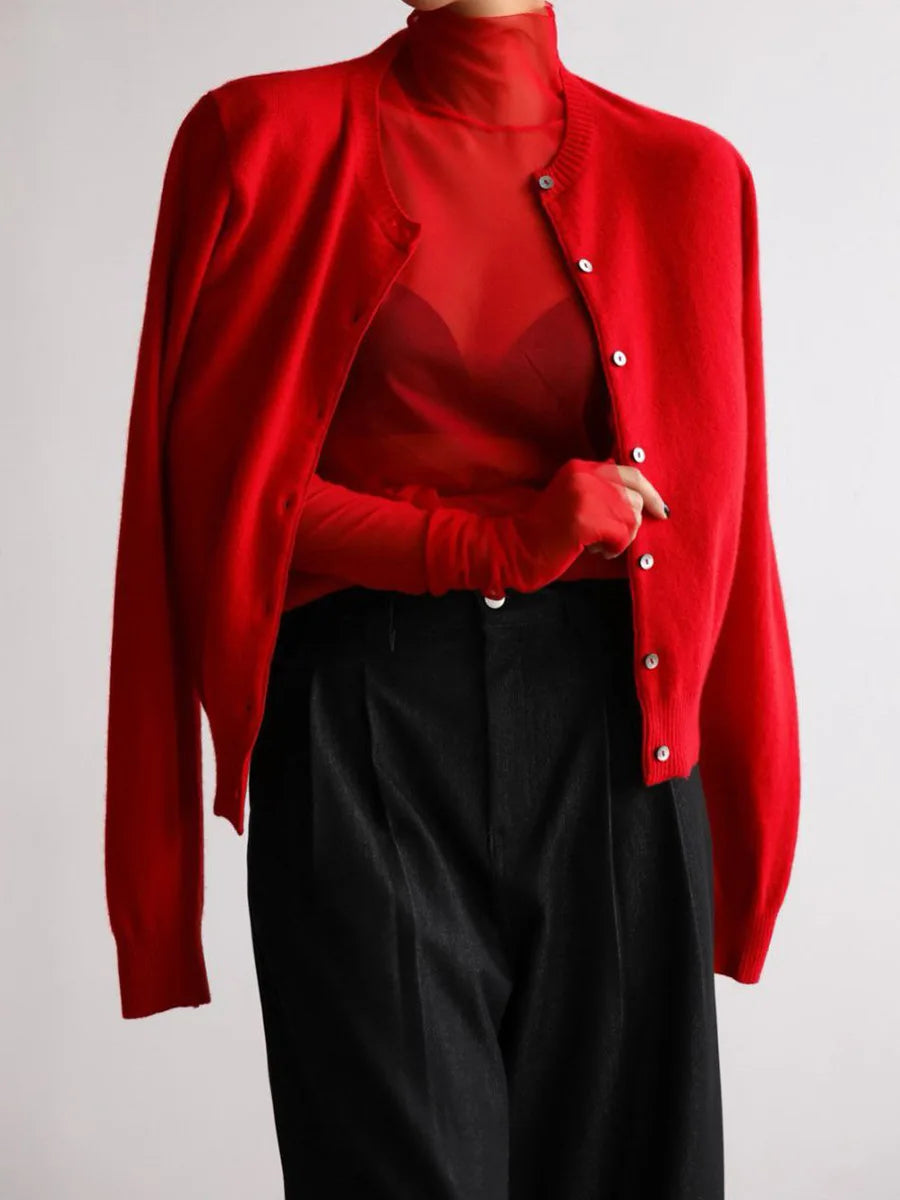 Mune | Women's Knit Cardigan and Turtleneck Sweater Set