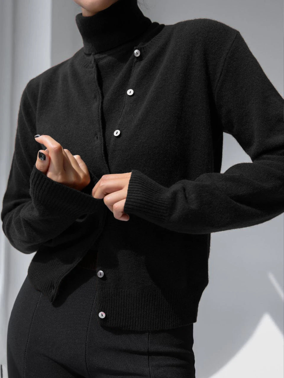 Mune | Women's Knit Cardigan and Turtleneck Sweater Set