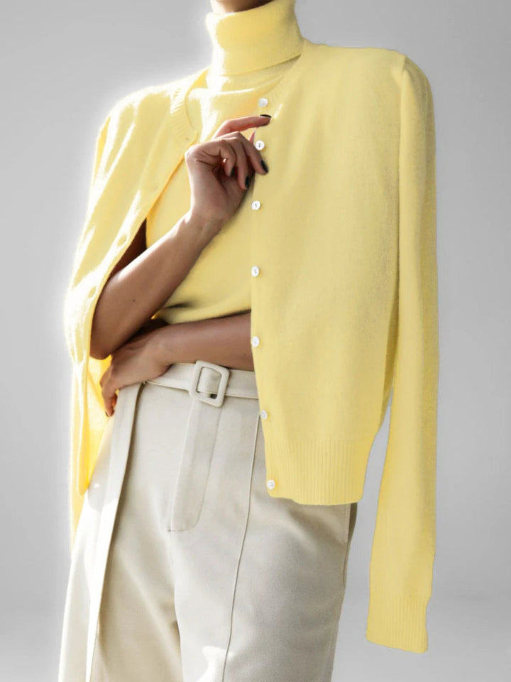Mune | Women's Knit Cardigan and Turtleneck Sweater Set