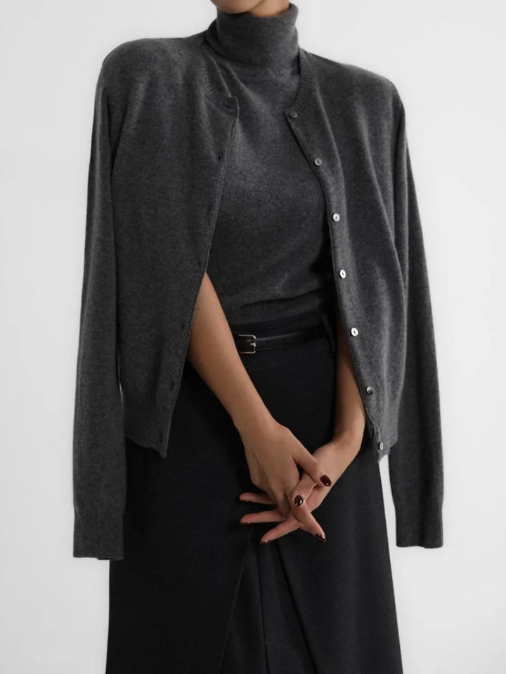 Mune | Women's Knit Cardigan and Turtleneck Sweater Set