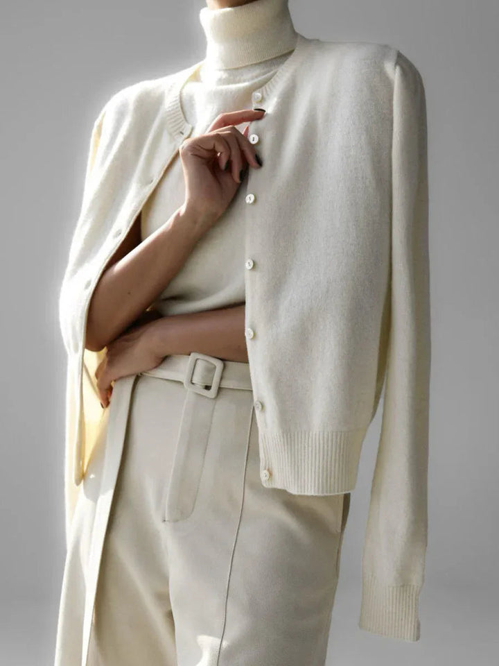 Mune | Women's Knit Cardigan and Turtleneck Sweater Set