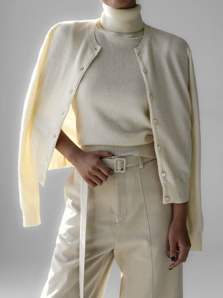 Mune | Women's Knit Cardigan and Turtleneck Sweater Set
