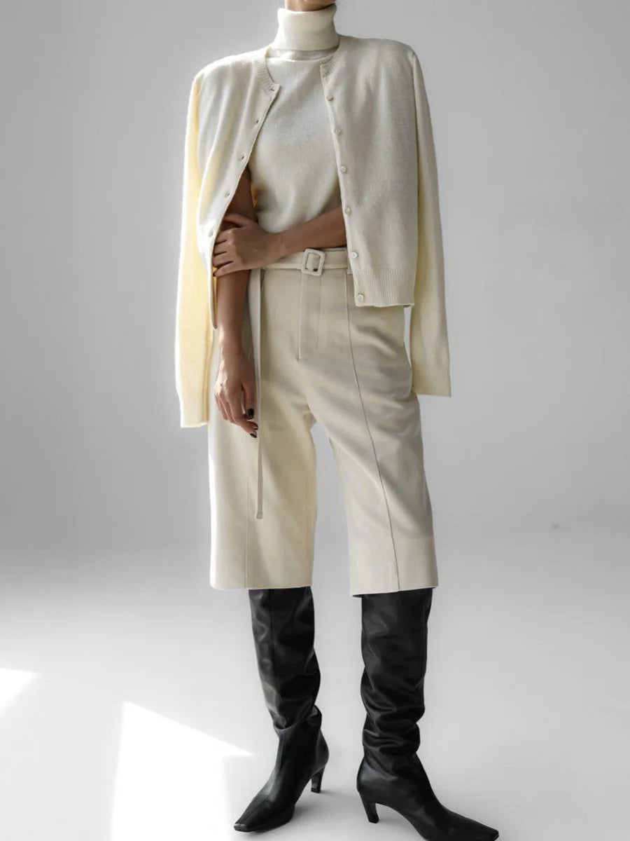 Mune | Women's Knit Cardigan and Turtleneck Sweater Set