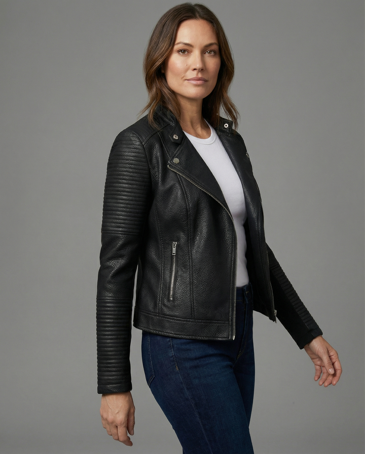 Elegant Tailored Leather Jacket Women