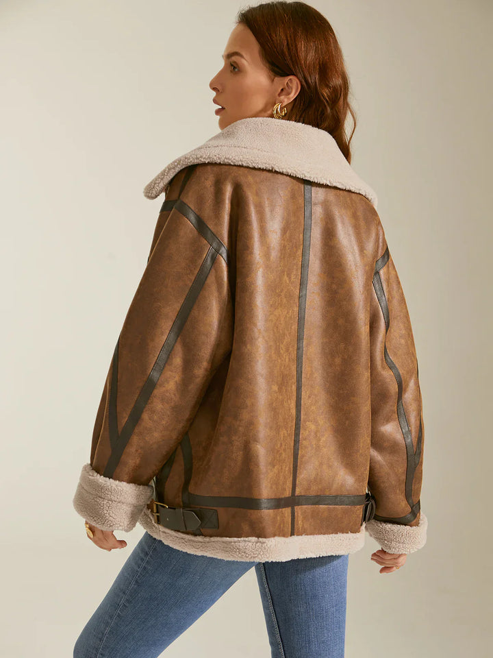 Mune | Padded Suede Shearling Flight Jacket