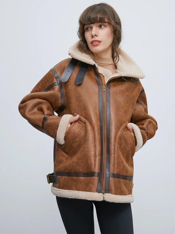 Mune | Padded Suede Shearling Flight Jacket