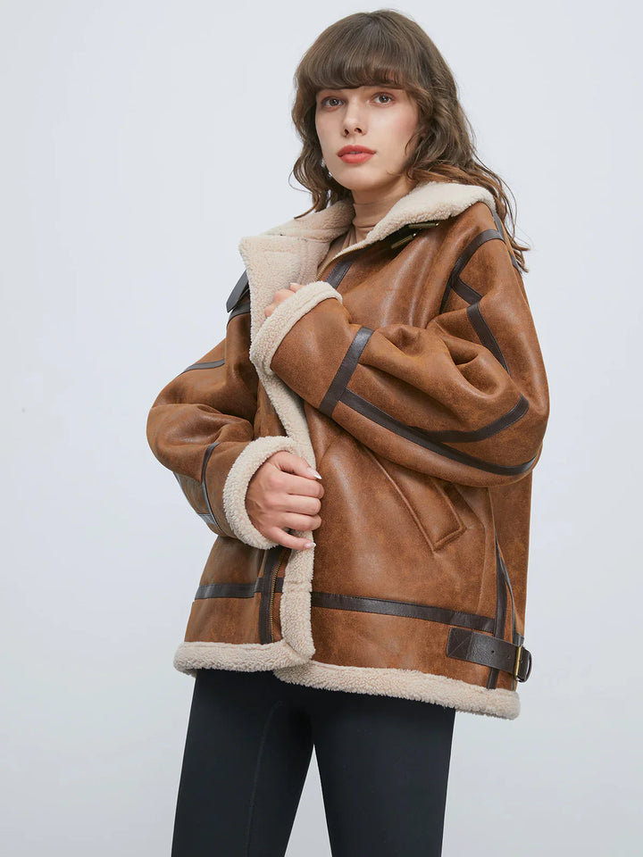 Mune | Padded Suede Shearling Flight Jacket