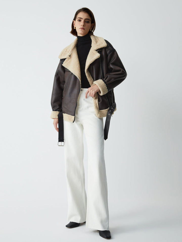 Mune | Brown Leather Pilot Jacket for Women