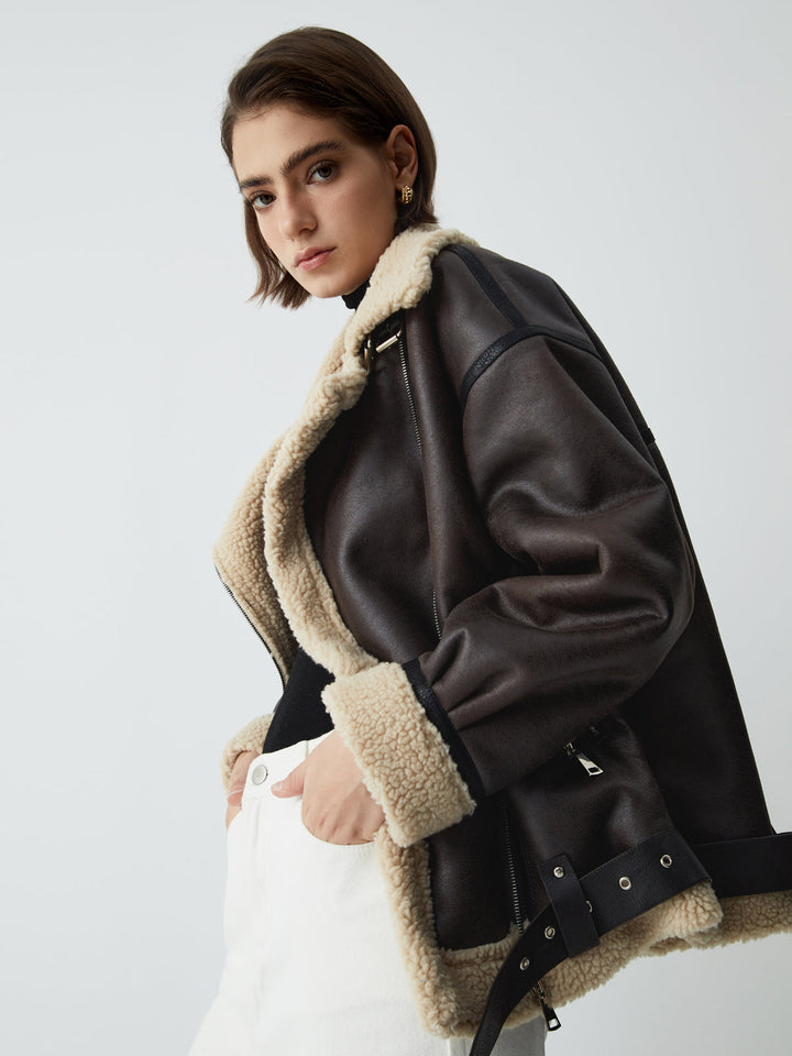 Mune | Brown Leather Pilot Jacket for Women