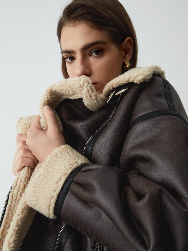Mune | Brown Leather Pilot Jacket for Women