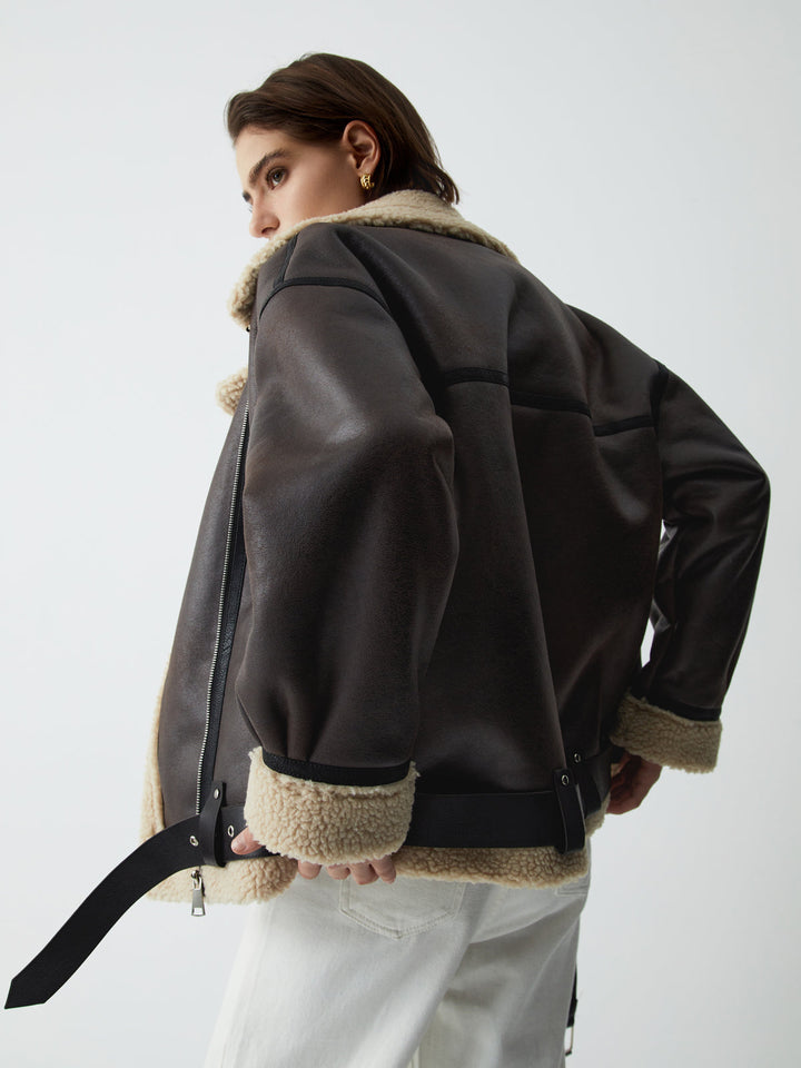 Mune | Sherpa-Lined Sheepskin Aviator Jacket
