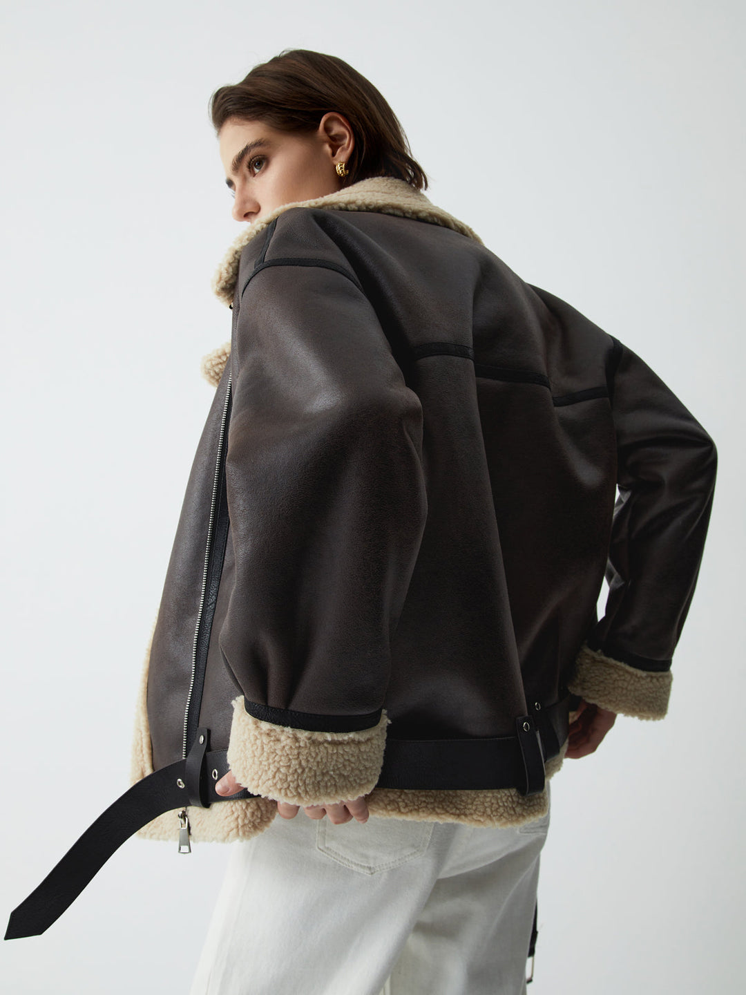 Mune | Brown Leather Pilot Jacket for Women