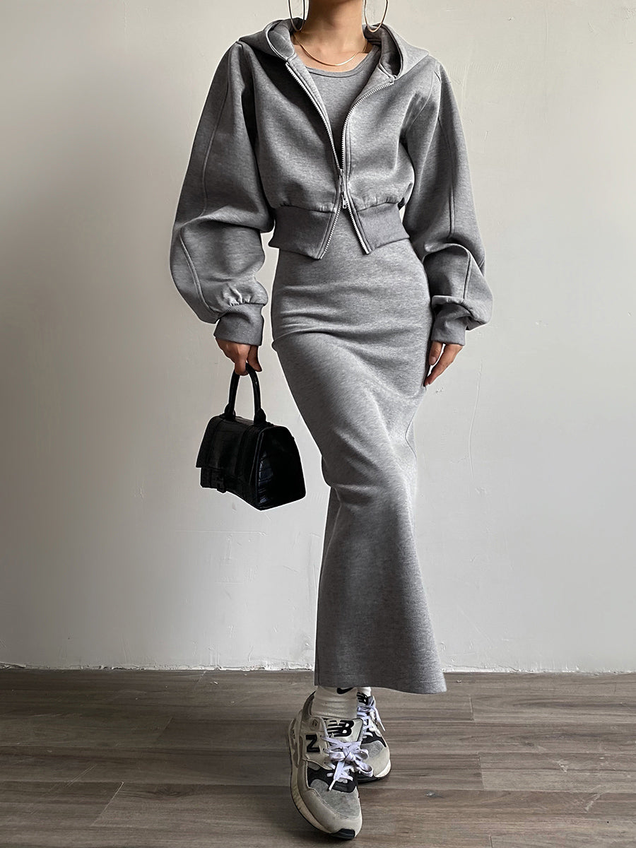 Mune | Long Sleeve Zip Crop Hoodie