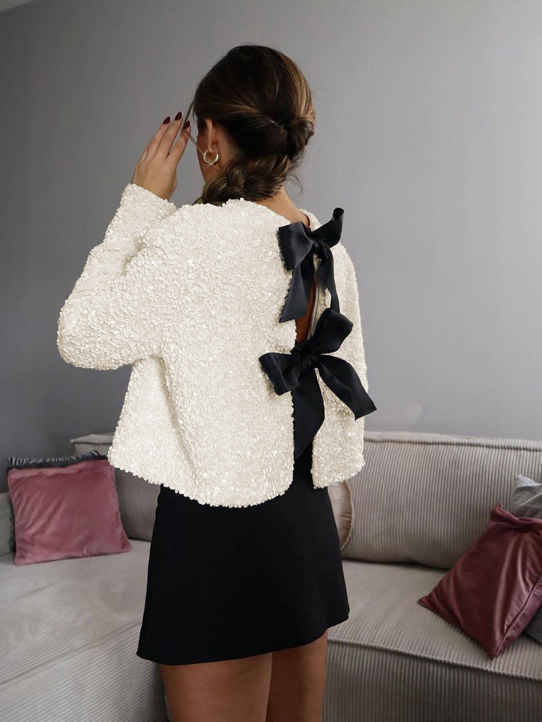 Mune | Velvet Bow Decor Jacket