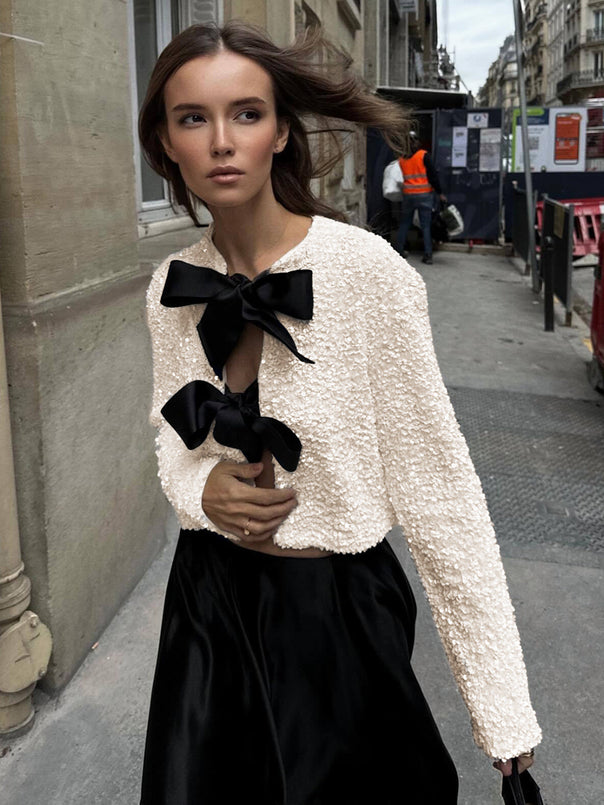 Mune | Velvet Bow Decor Jacket