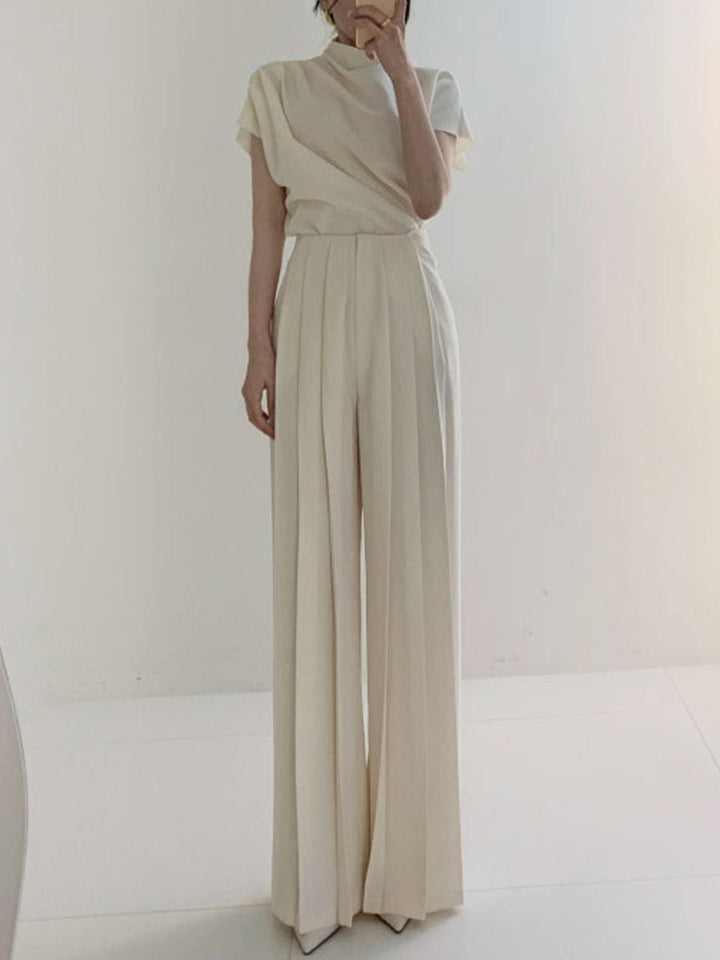 Mune | Elegant Pleated High Waist Pants with Wide Leg