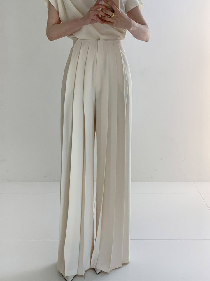 Mune | Elegant Pleated High Waist Pants with Wide Leg