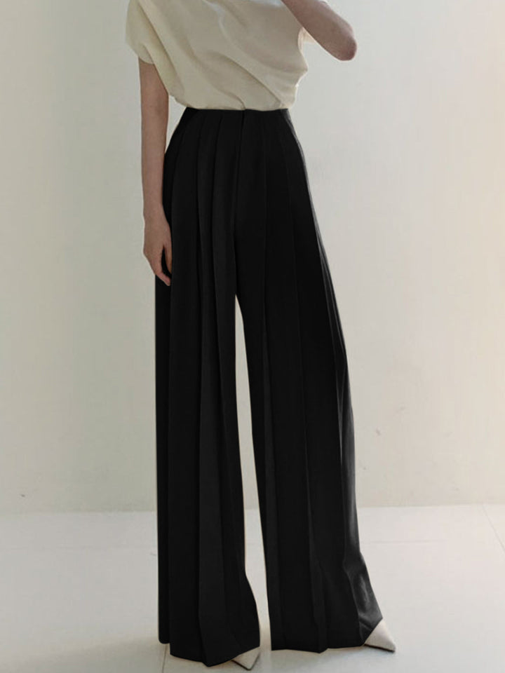 Mune | Elegant Pleated High Waist Pants with Wide Leg