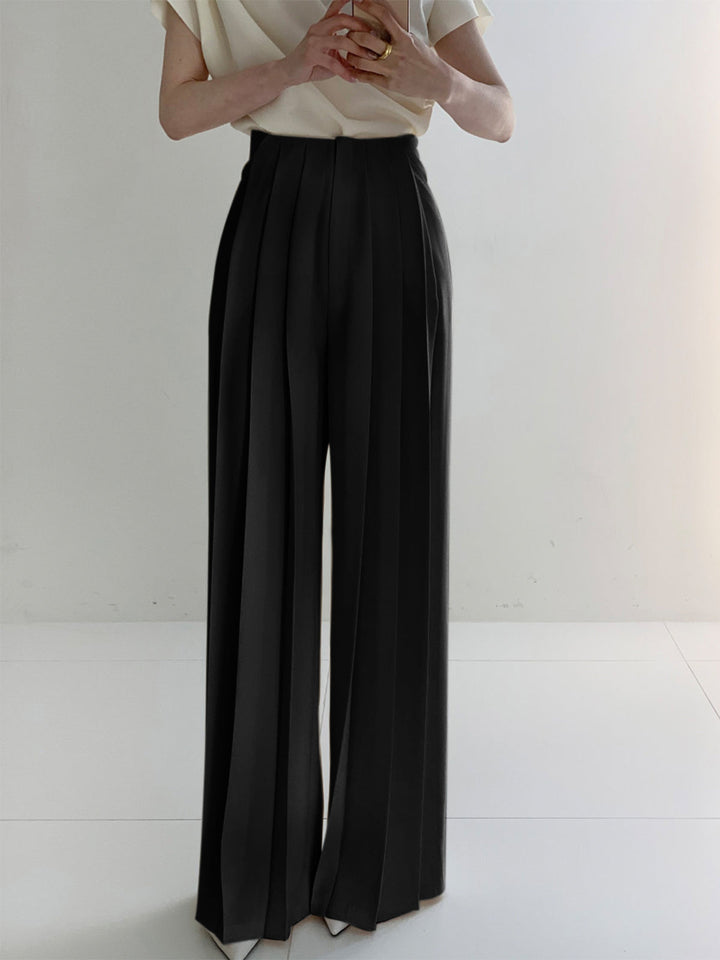 Mune | Elegant Pleated High Waist Pants with Wide Leg