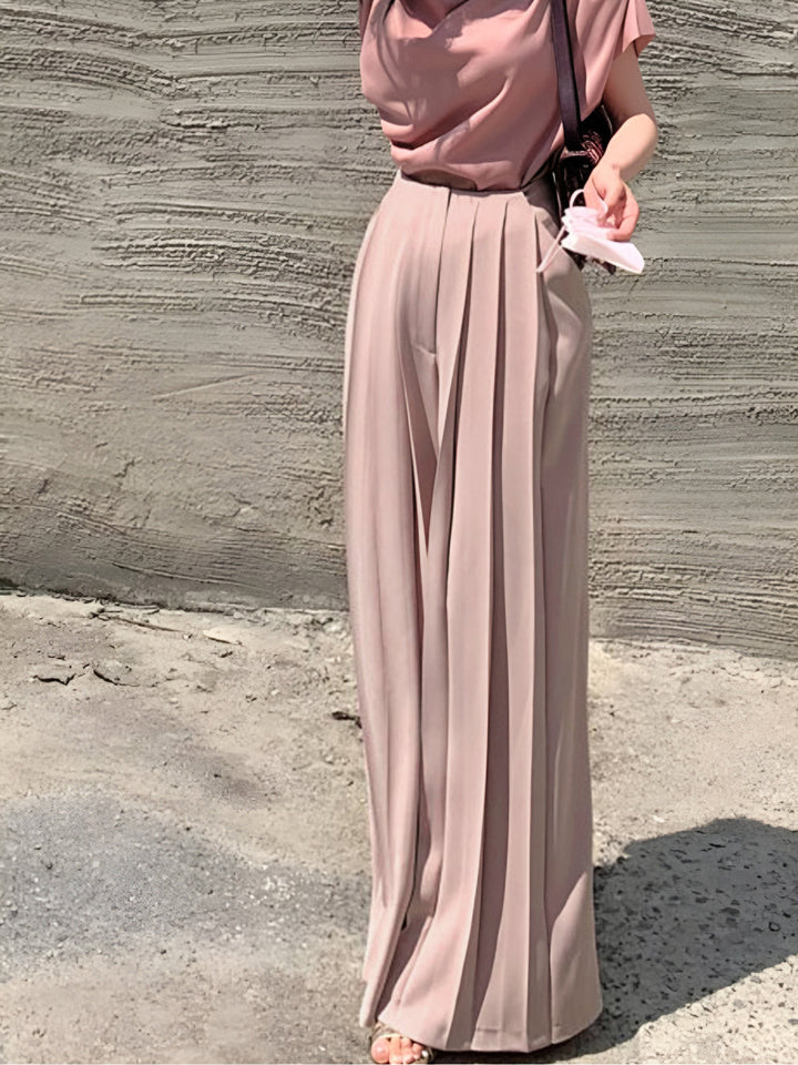 Mune | Elegant Pleated High Waist Pants with Wide Leg