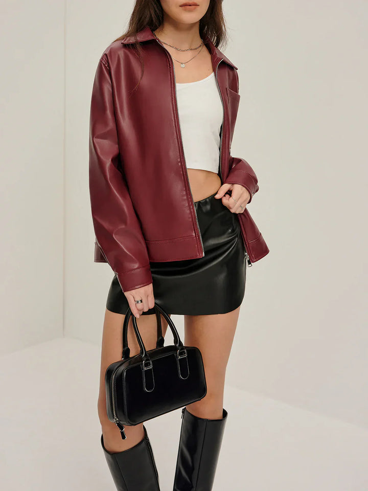 Mune | Zipper Pu Leather Jacket