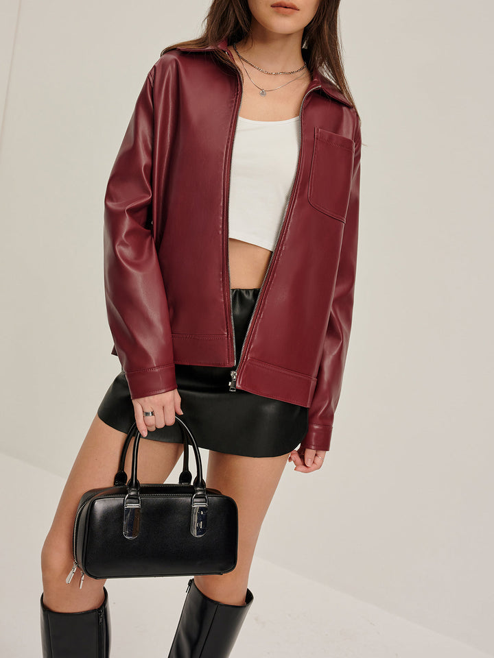 Mune | Zipper Faux Leather Jacket