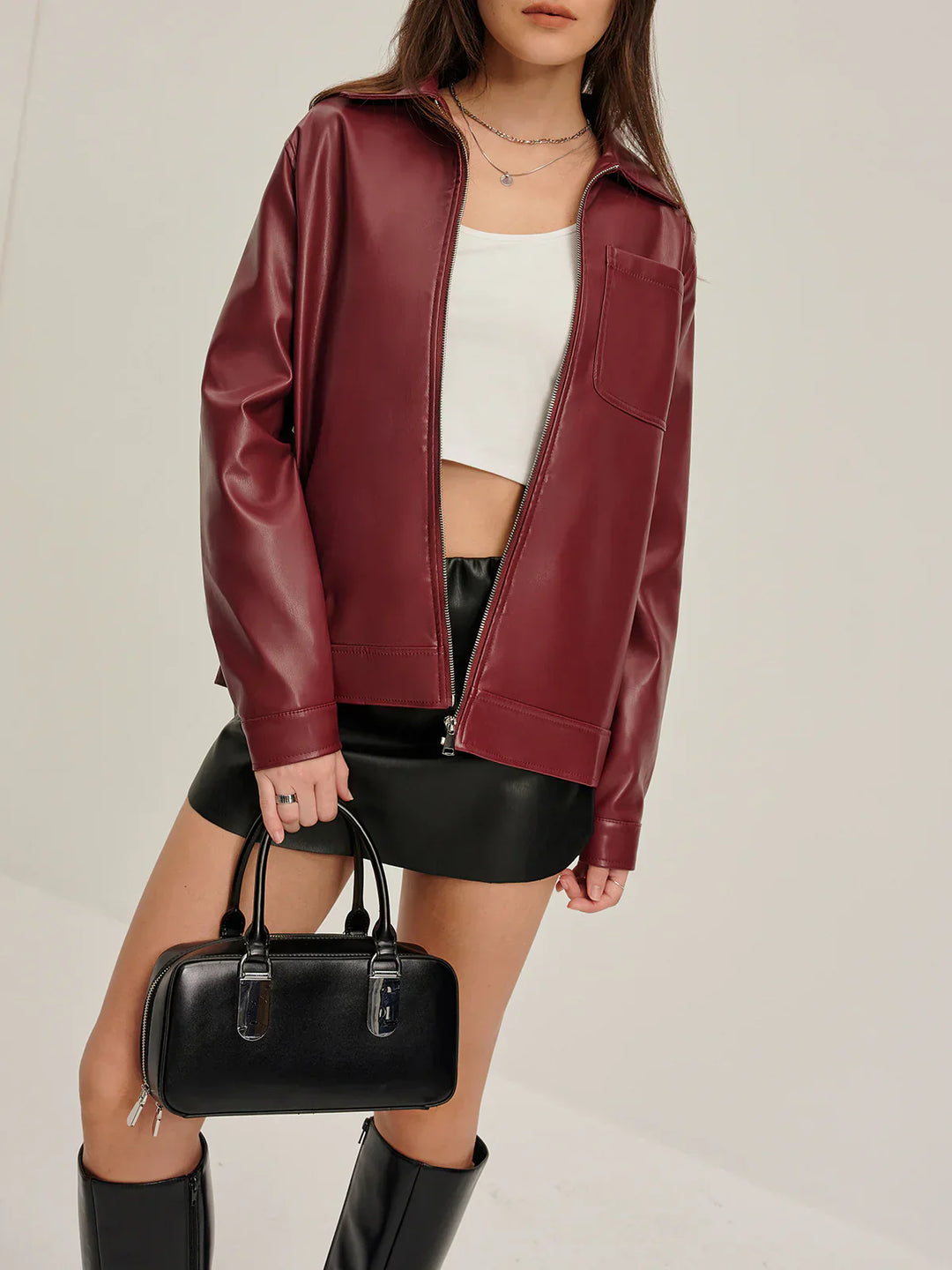Mune | Zipper Pu Leather Jacket