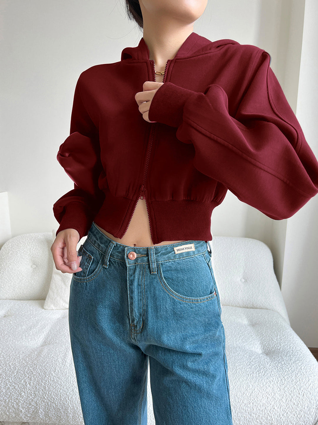 Mune | Long Sleeve Zip Crop Hoodie