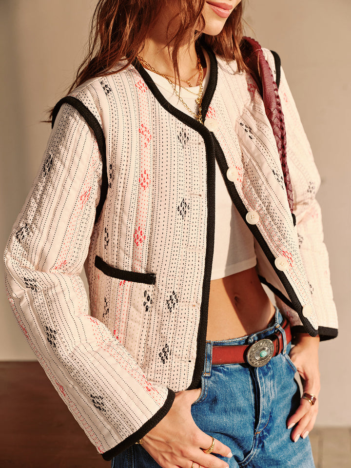 Mune | Contrast Piping Short Jacket
