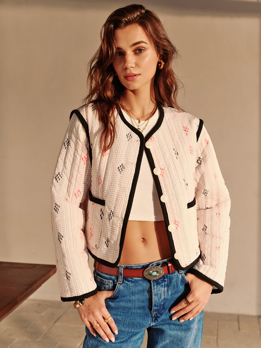 Mune | Contrast Piping Short Jacket