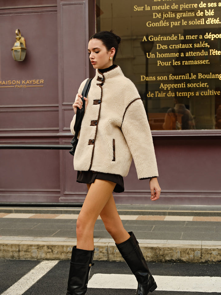 Mune | Contrast Piping Fleece Jacket