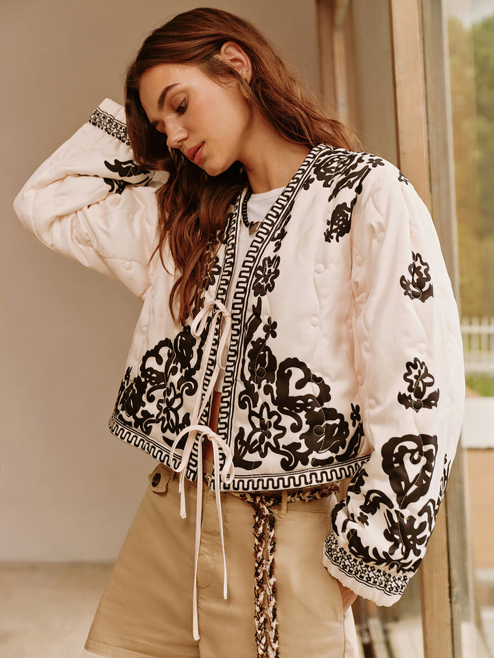 Mune | Printed Lace-Up Short Jacket