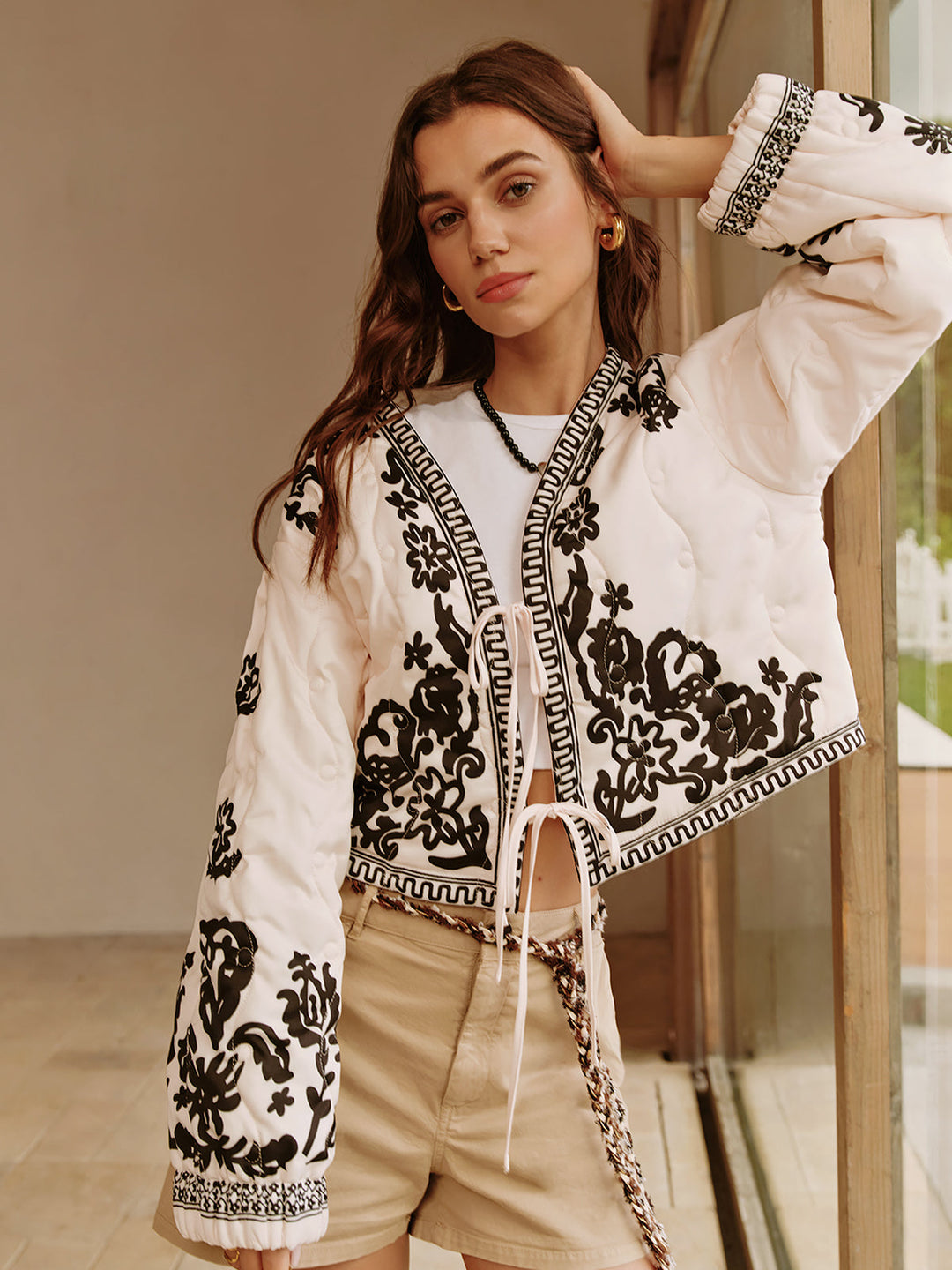 Mune | Printed Lace-Up Short Jacket