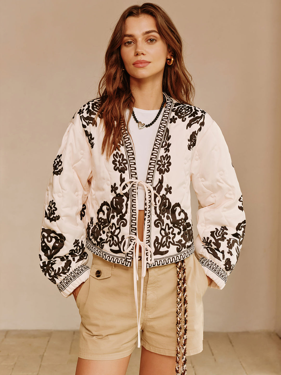 Mune | Printed Lace-Up Short Jacket