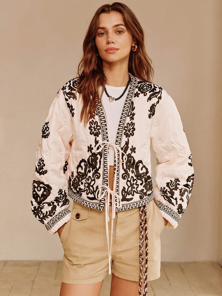 Mune | Printed Lace-Up Short Jacket