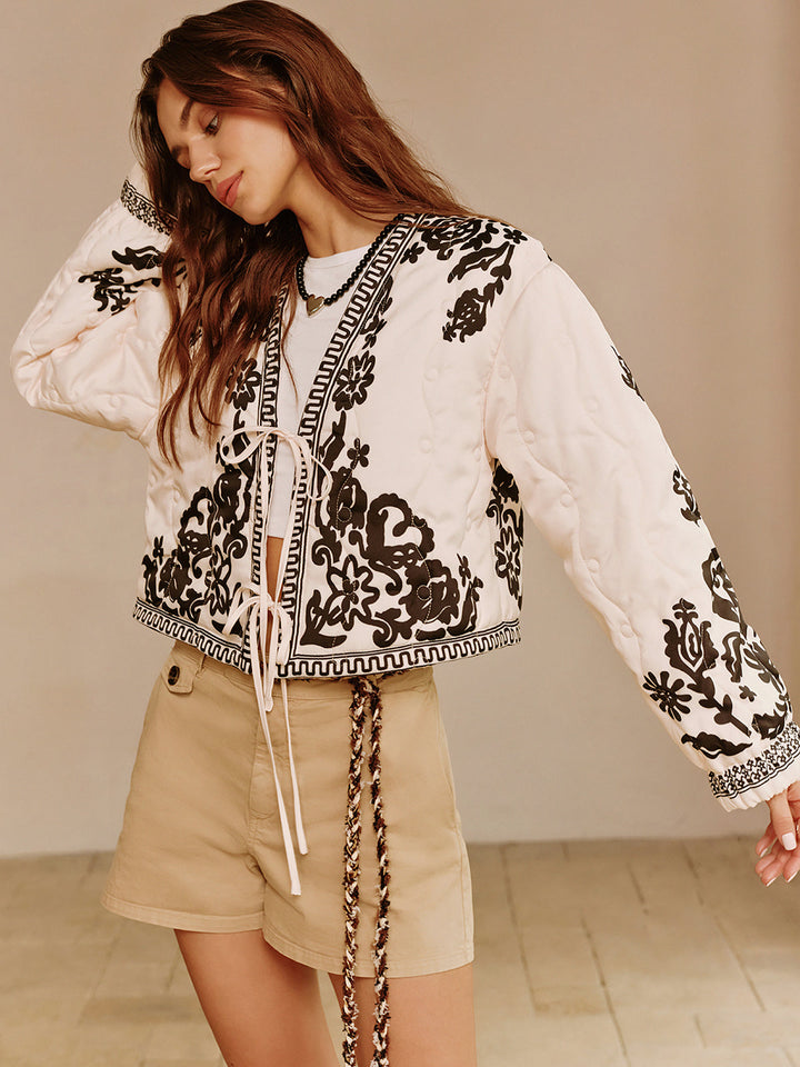 Mune | Printed Lace-Up Short Jacket