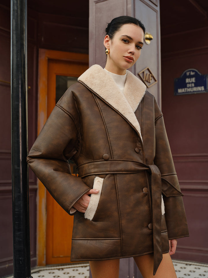 Mune | Armadillo Faux-Leather Fleece Jacket