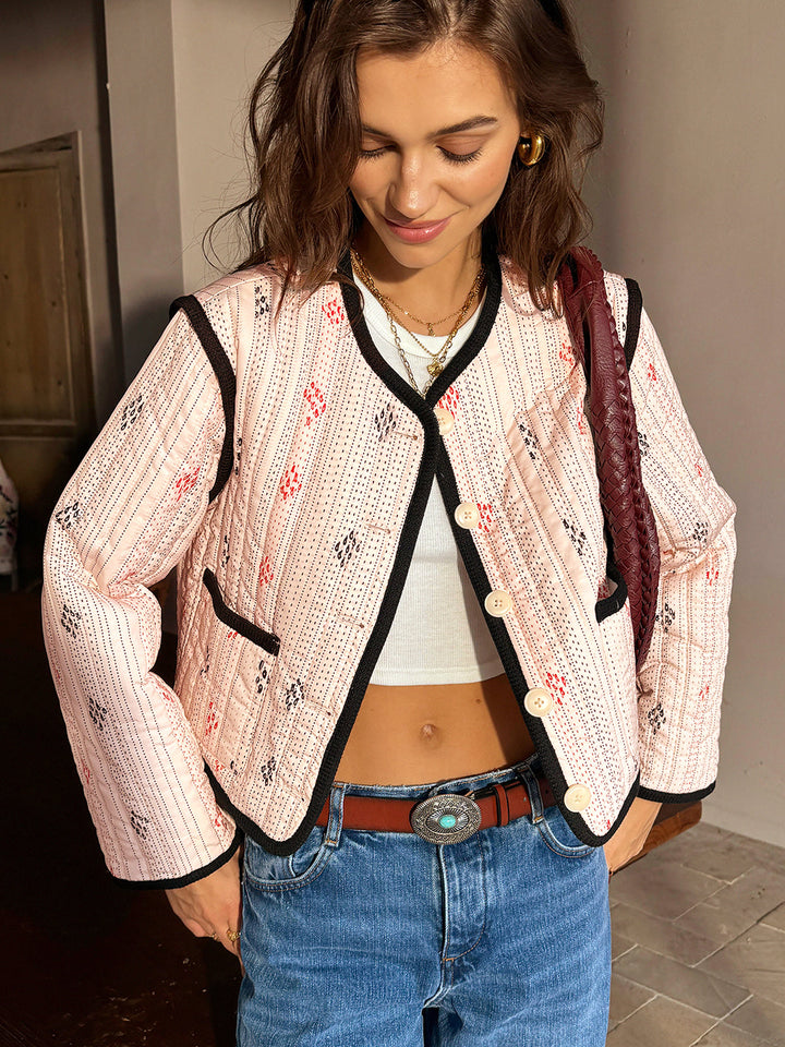 Mune | Contrast Piping Short Jacket