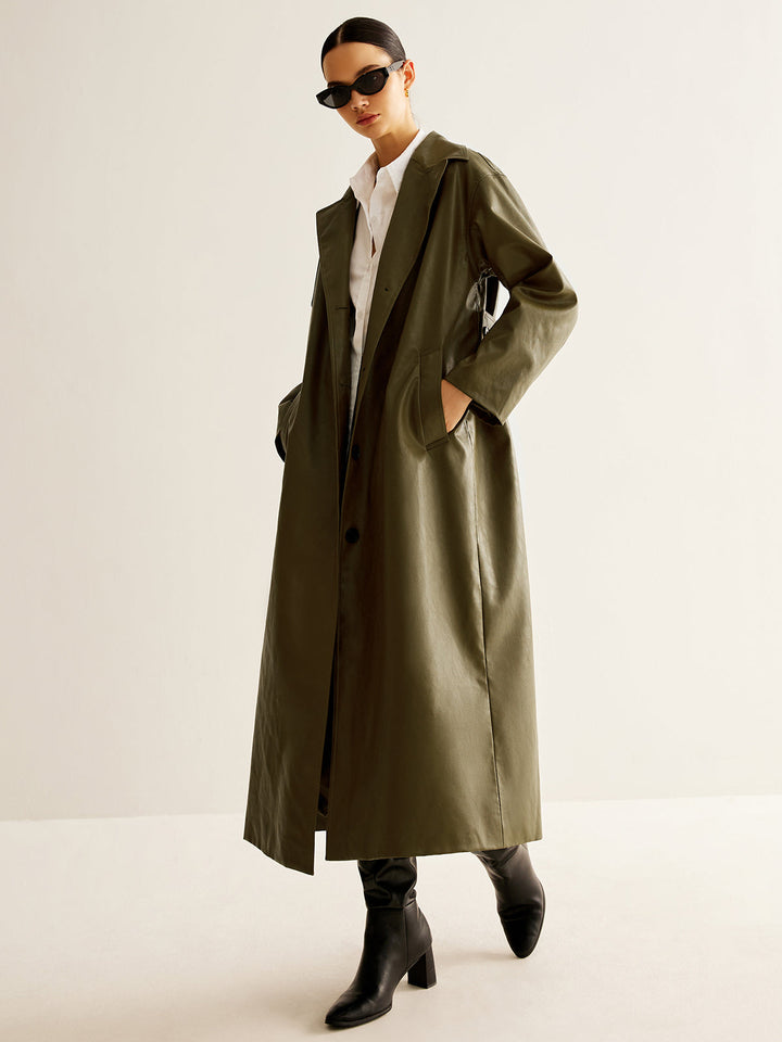 Mune | Faux Leather Long Jacket