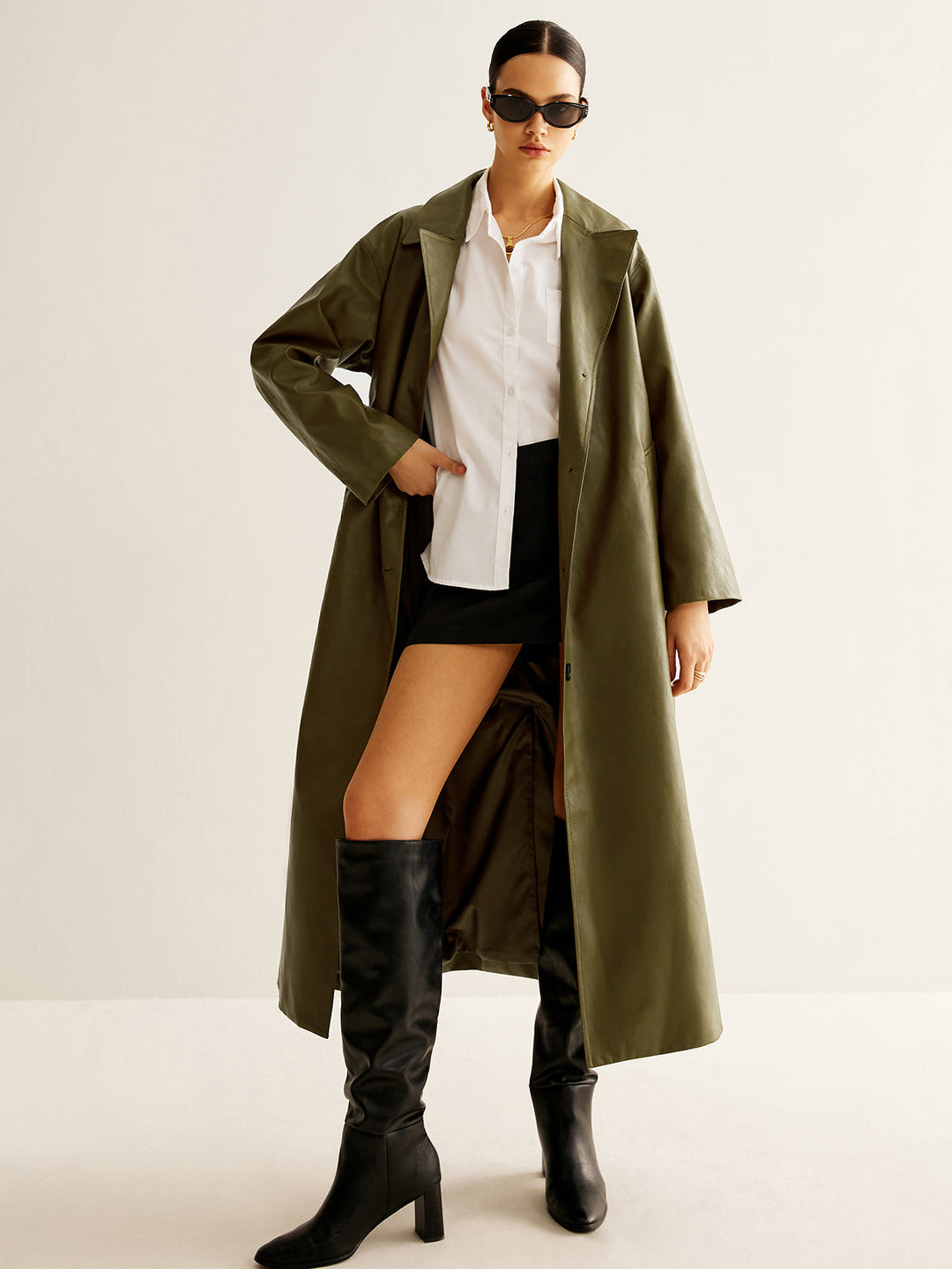 Mune | Faux Leather Long Jacket